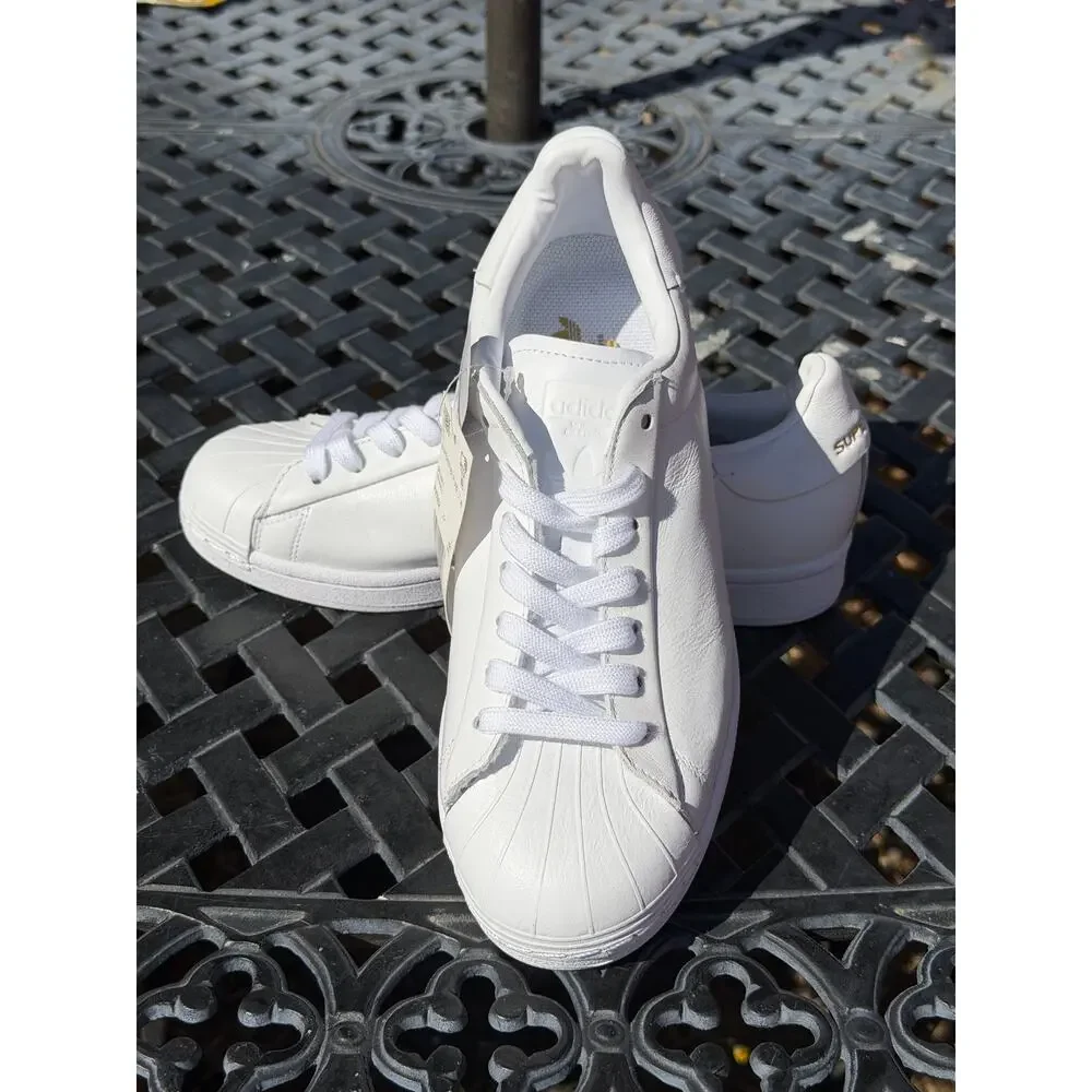 Adidas Superstar Pure Cloud White Gold Leather Sneakers FV3352 Mens 7 Womens 8